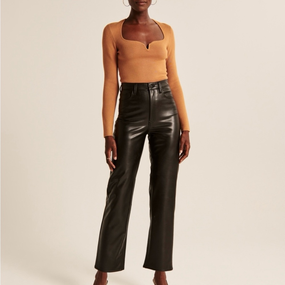 Abercrombie & Fitch Vegan Leather Ankle Straight Pants